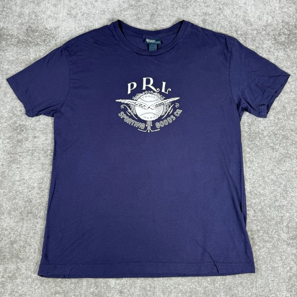 Polo Ralph Lauren T-Shirt Men's Medium Blue Short Sleeve Sporting Goods Logo‎